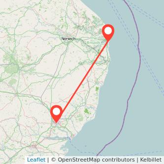 Ipswich Great Yarmouth train map