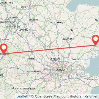 Ipswich Gloucester train map