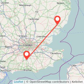 Ipswich Crawley bus map