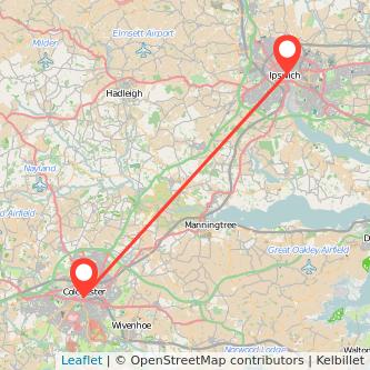 Ipswich Colchester train map