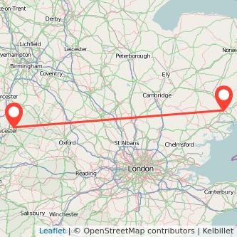 Ipswich Cheltenham bus map