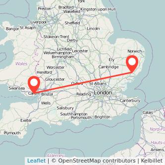 Ipswich Cardiff train map