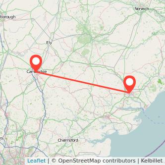 Ipswich Cambridge train map