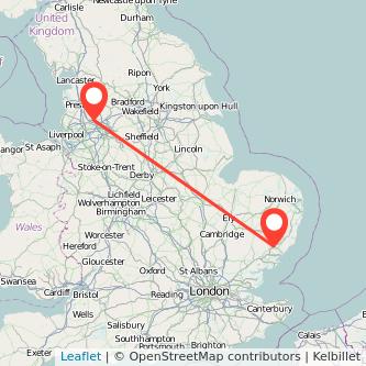 Ipswich Bolton bus map