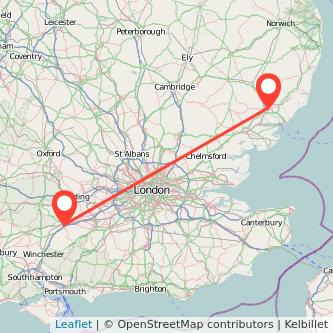 Ipswich Basingstoke train map