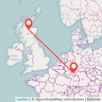 Inverness Frankfurt flight map