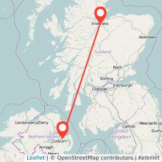 Inverness Belfast flight map