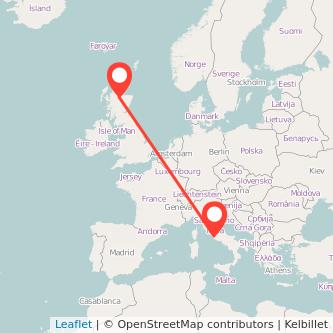 Inverness Rome flight map