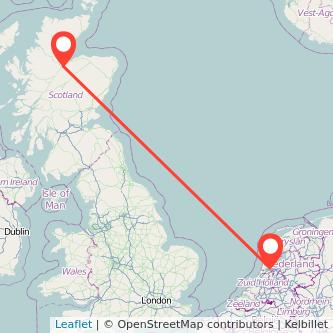 Inverness Amsterdam flight map