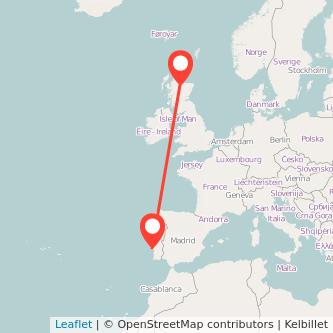 Inverness Lisbon flight map
