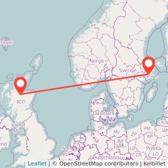 Inverness Stockholm flight map