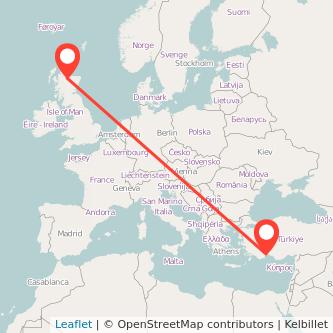 Inverness Antalya flight map