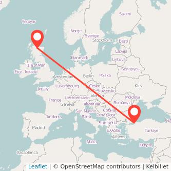 Inverness Istanbul flight map