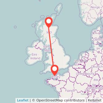 Inverness Guernsey flight map