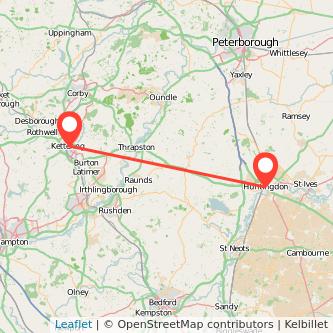 Huntingdon Kettering bus map