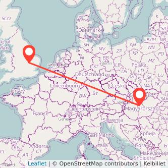 Huntingdon Budapest train map