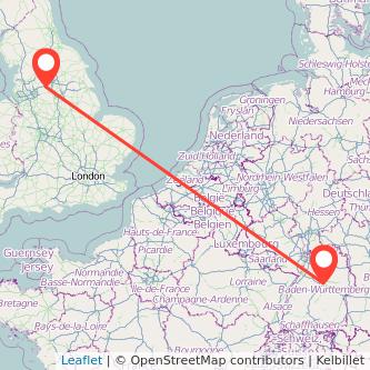 Huddersfield Stuttgart train map