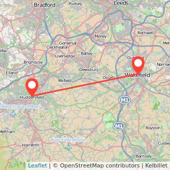 Huddersfield Wakefield bus map