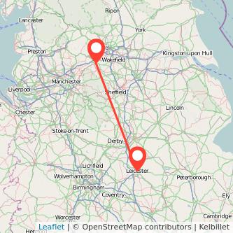 Huddersfield Leicester train map