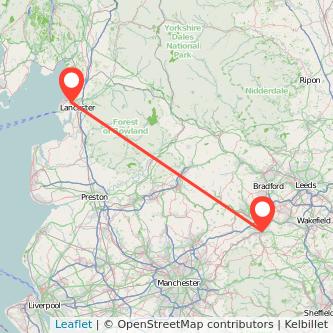 Huddersfield Lancaster bus map