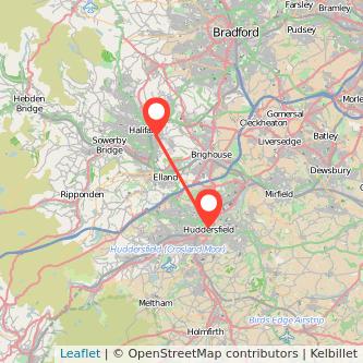 Huddersfield Halifax bus map