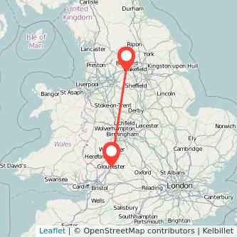 Huddersfield Gloucester bus map