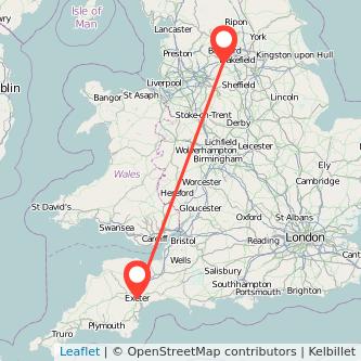 Huddersfield Exeter bus map