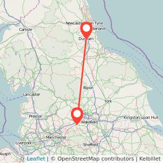 Huddersfield Durham train map