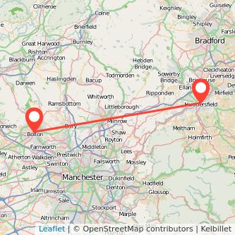 Huddersfield Bolton bus map