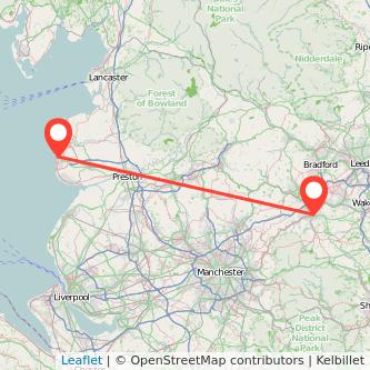 Huddersfield Blackpool train map