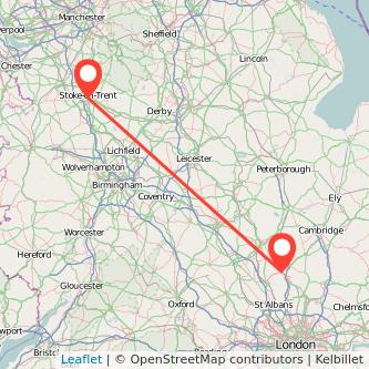 Hitchin Stoke-on-Trent bus map