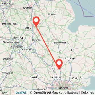 Hitchin Nottingham bus map