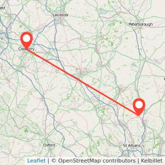 Hitchin Coventry bus map