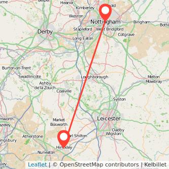 Hinckley Nottingham train map