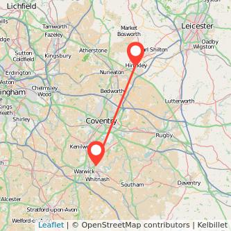 Hinckley Leamington train map