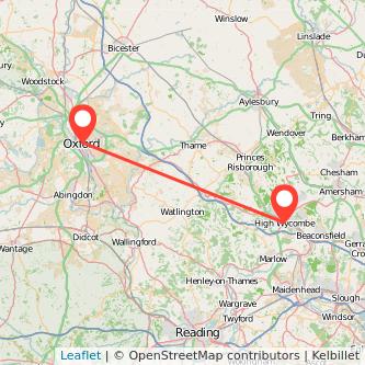 High Wycombe Oxford bus map