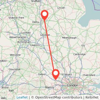 High Wycombe Nottingham train map