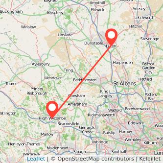 High Wycombe Luton bus map