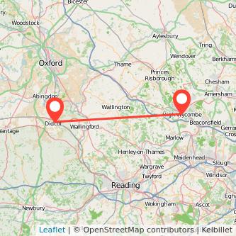 High Wycombe Didcot bus map