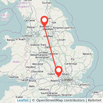 High Wycombe Bradford bus map