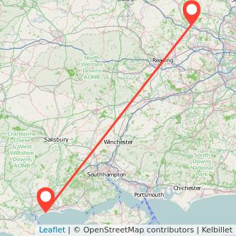 High Wycombe Bournemouth train map