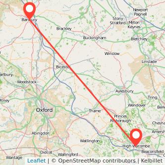 High Wycombe Banbury train map