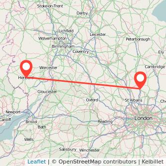 Hereford Stevenage train map