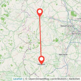 Hereford Shrewsbury train map