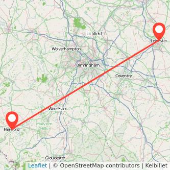 Hereford Leicester train map