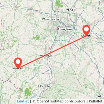 Hereford Coventry bus map