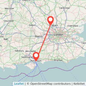 Hemel Hempstead Portsmouth train map