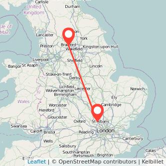 Hemel Hempstead Bradford train map