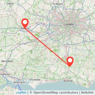 Haywards Heath Reading train map