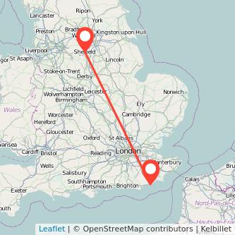 Hastings Sheffield train map